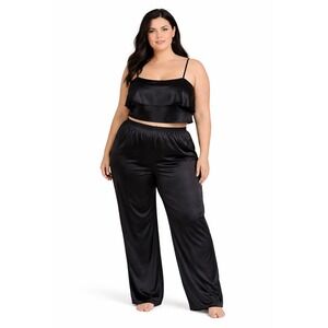 SKIMS Woven Shine Cami + Lounge Pants Set Onyx 4X